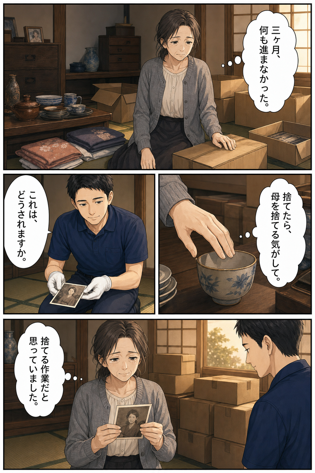 不用品回収LP用 漫画『捨てる作業だと思っていました』